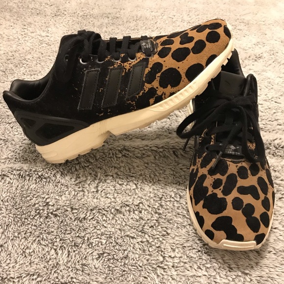 adidas originals zx flux ombre animal print trainers